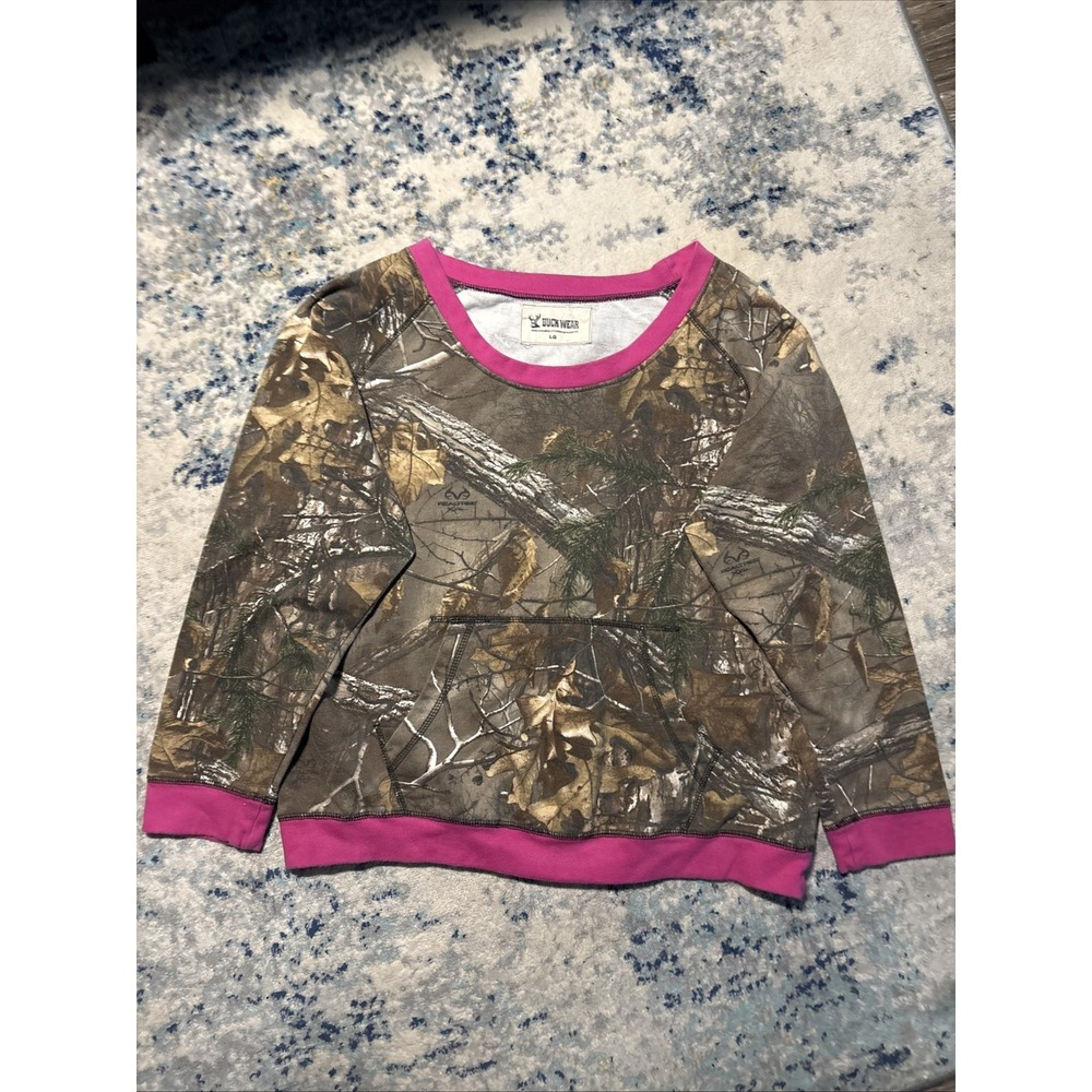 Buck Wear PINK Camo Long Sleeve Women's Sz LG